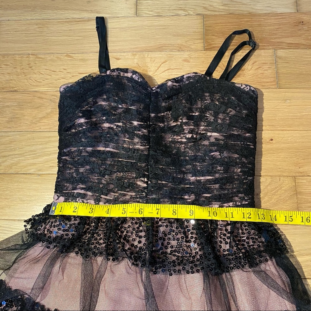 Betsey Johnson Bustier Lace Tulle Sequin Party Mini Dress Black and Pink 2 NWOT - Picture 13 of 17